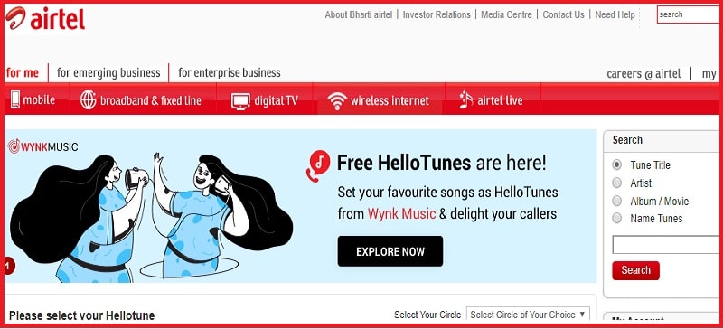 Airtel Hellotune official website